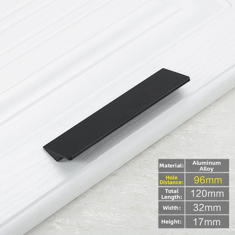 Ergonomic Aluminum Alloy Cabinet Drawer Handles Gold Black 64mm 96mm 128mm