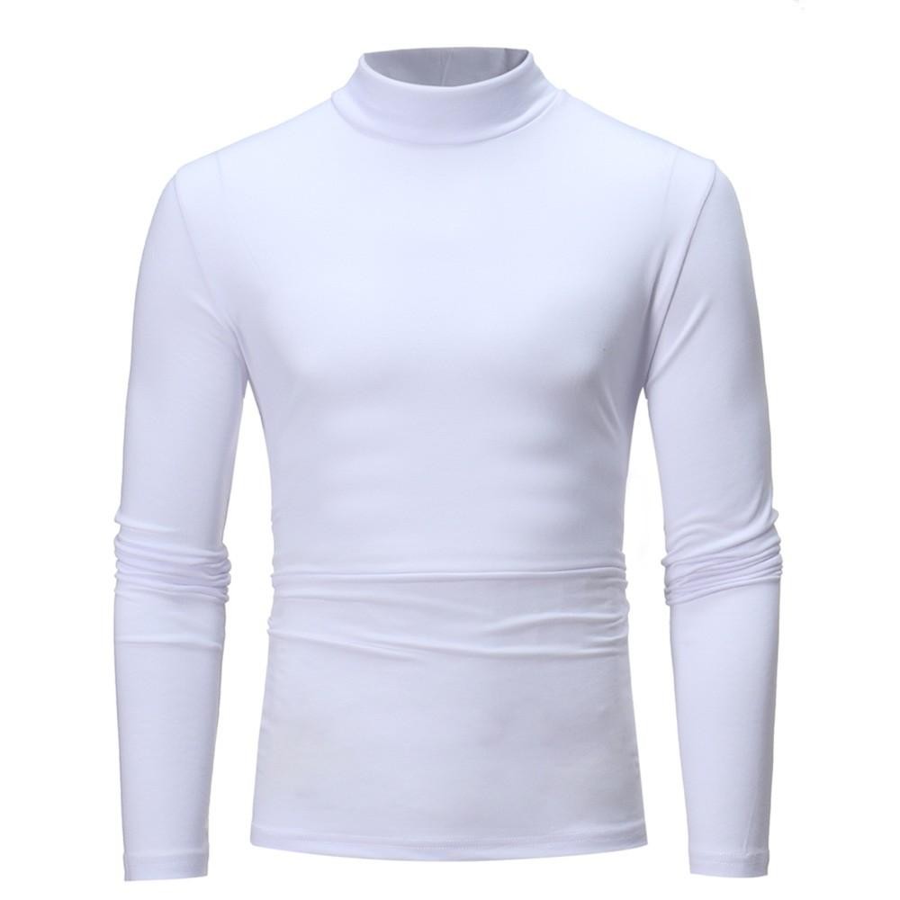 Long Sleeve Top Men Turtleneck Knitted Construction Solid Color Design