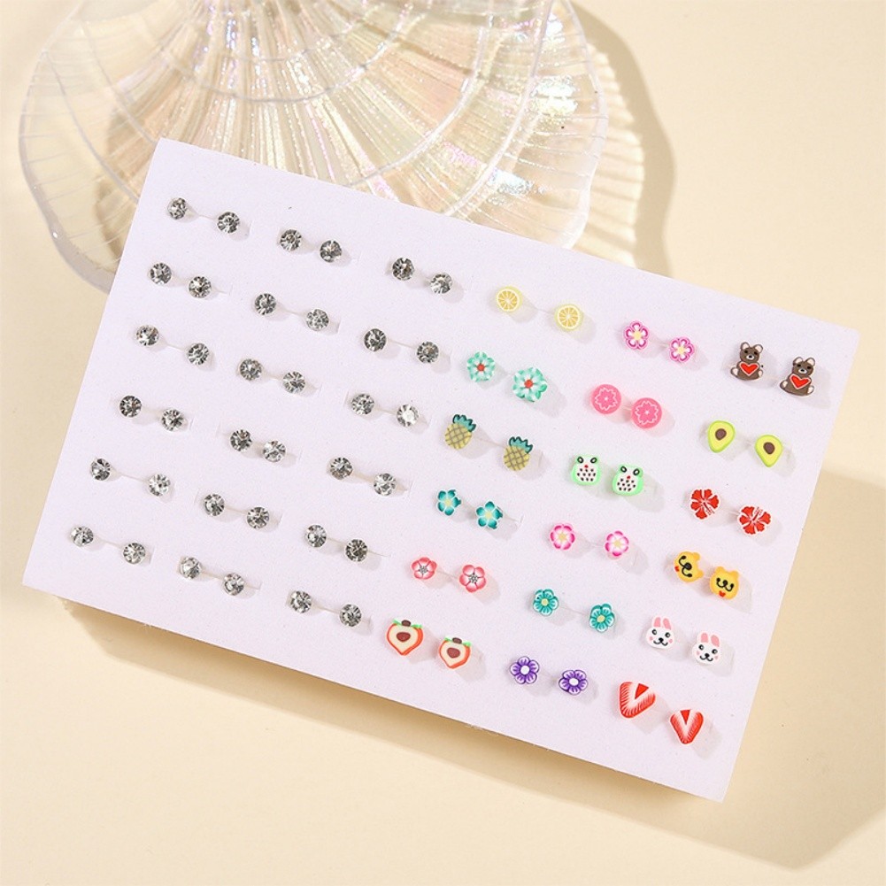 For Children Lightweight Summer Fruit Earrings 36 Pairs Safe Resin Studs - Picture 13 of 15