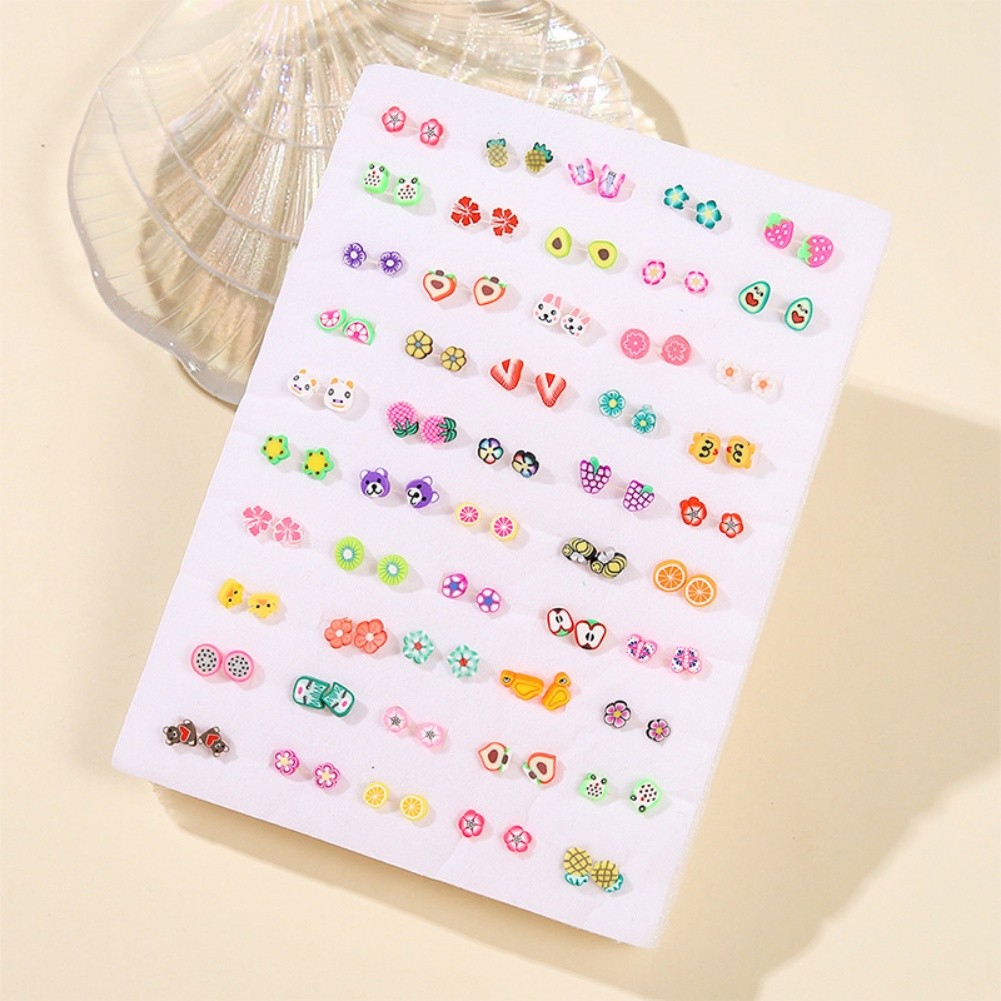 For Children Lightweight Summer Fruit Earrings 36 Pairs Safe Resin Studs - Picture 15 of 15