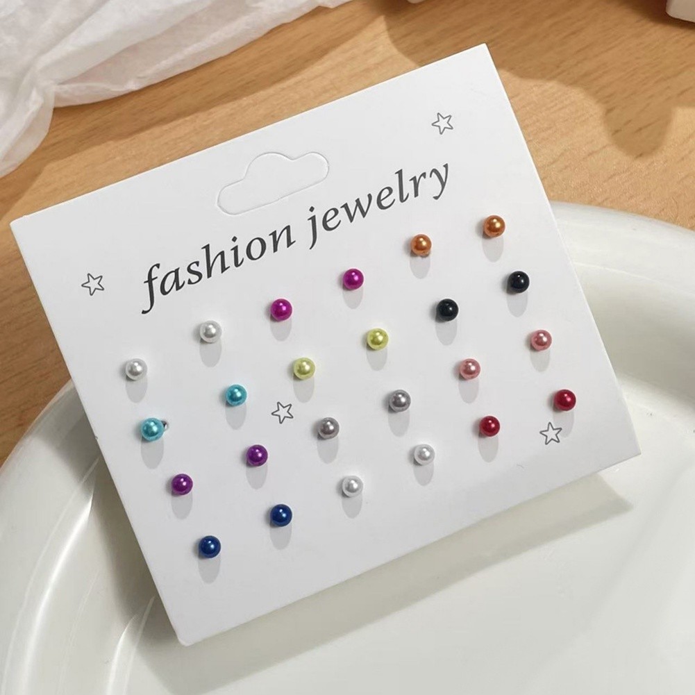 Geometric Zircon Stud Earrings Set for Everyday Wear Resin Plastic Card
