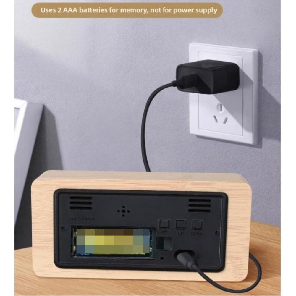 Desk Digital Alarm Clock with LED Display Time Date Temperature Portable