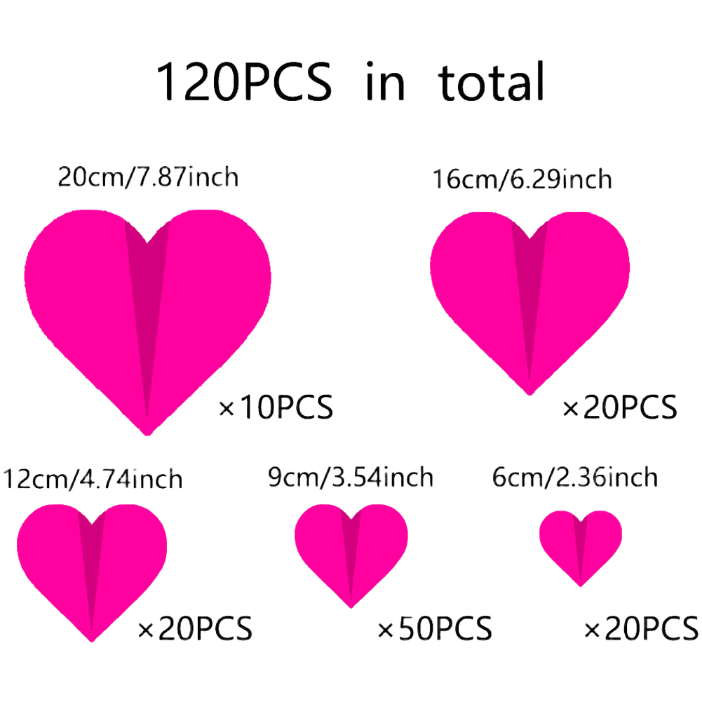 3D Heart Sticker Multiple Color Options Waterproof PET Material For Living Rooms