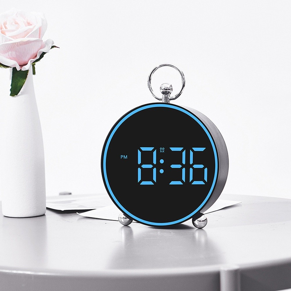 Compact Digital LED Alarm Clock with Temperature Night Light and Voice