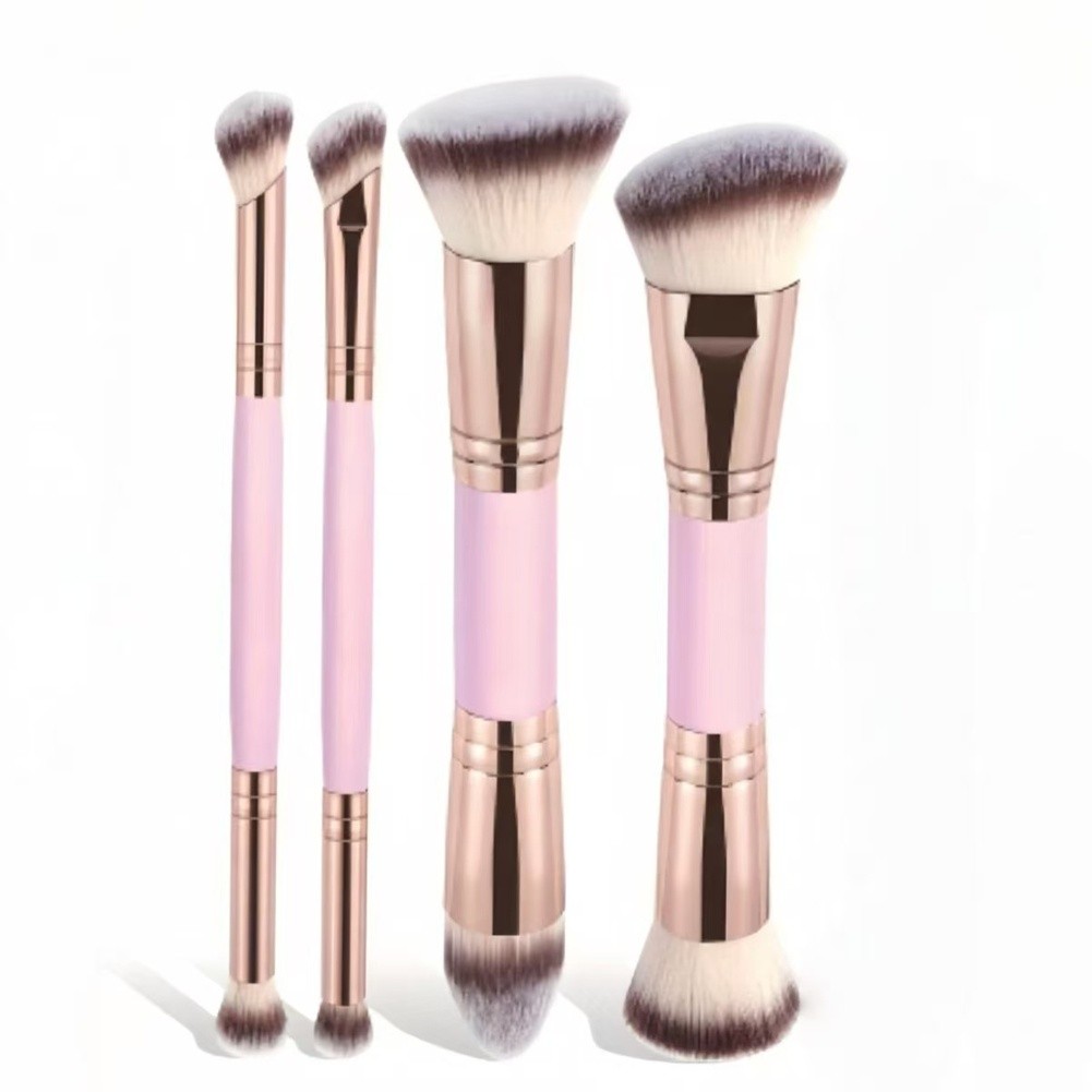 4 Pieces Makeup Brushes Double Ended Synthetic Fiber for Foundation Use