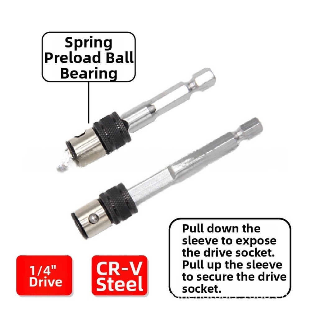 Quick Lock Portable Manual Bit Holder Extension Bar in 9 Piece Socket Set