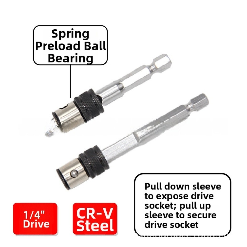 Quick Lock Portable Manual Bit Holder Extension Bar in 9 Piece Socket Set