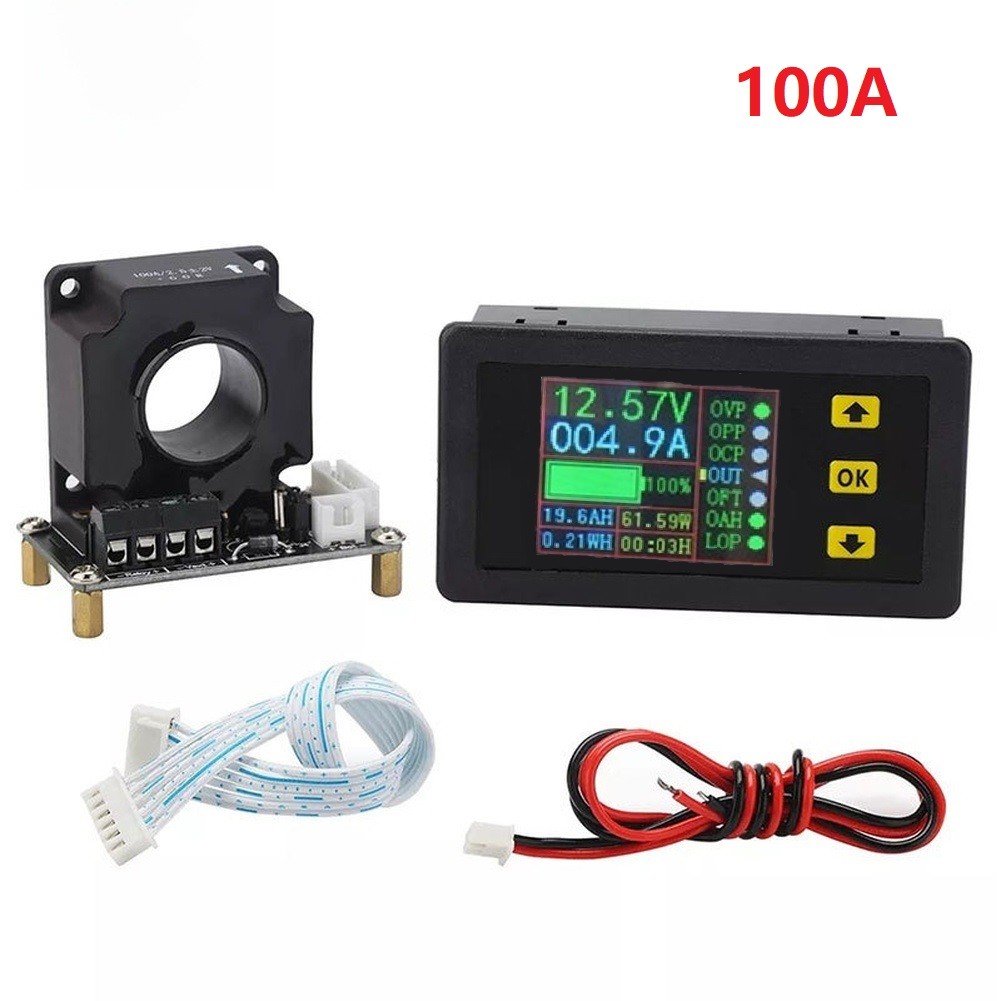 Bidirectional Hall Coulomb Meter 90V 100A LCD Display DC Voltage Current