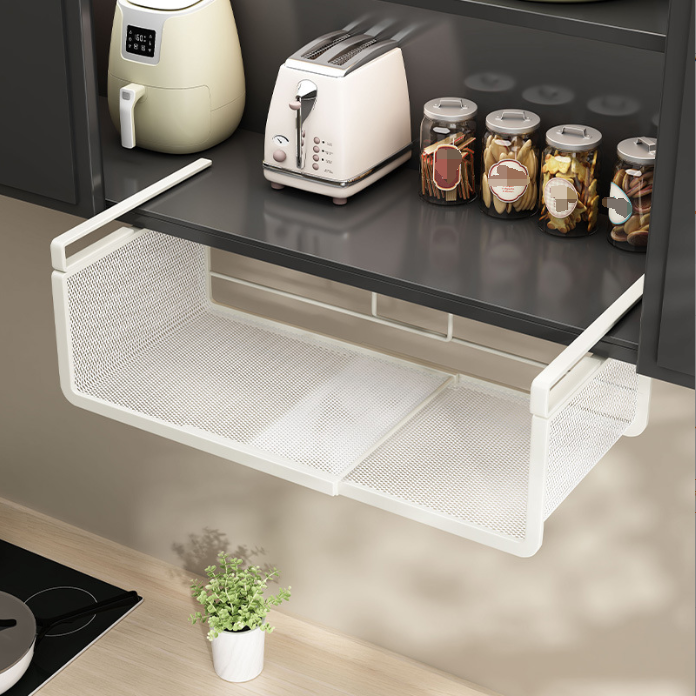 Kitchen Organization Under Cabinet Shelf Hanging Storage Rack Metal Construction