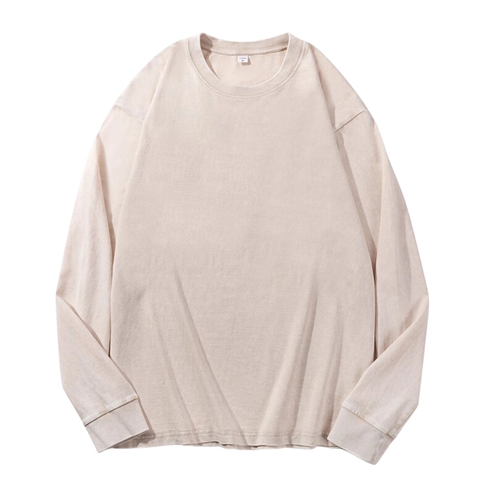 Casual Men Unisex Washed Cotton Sweatshirt Long Sleeve Loose Fit Pullover - Picture 17 of 18