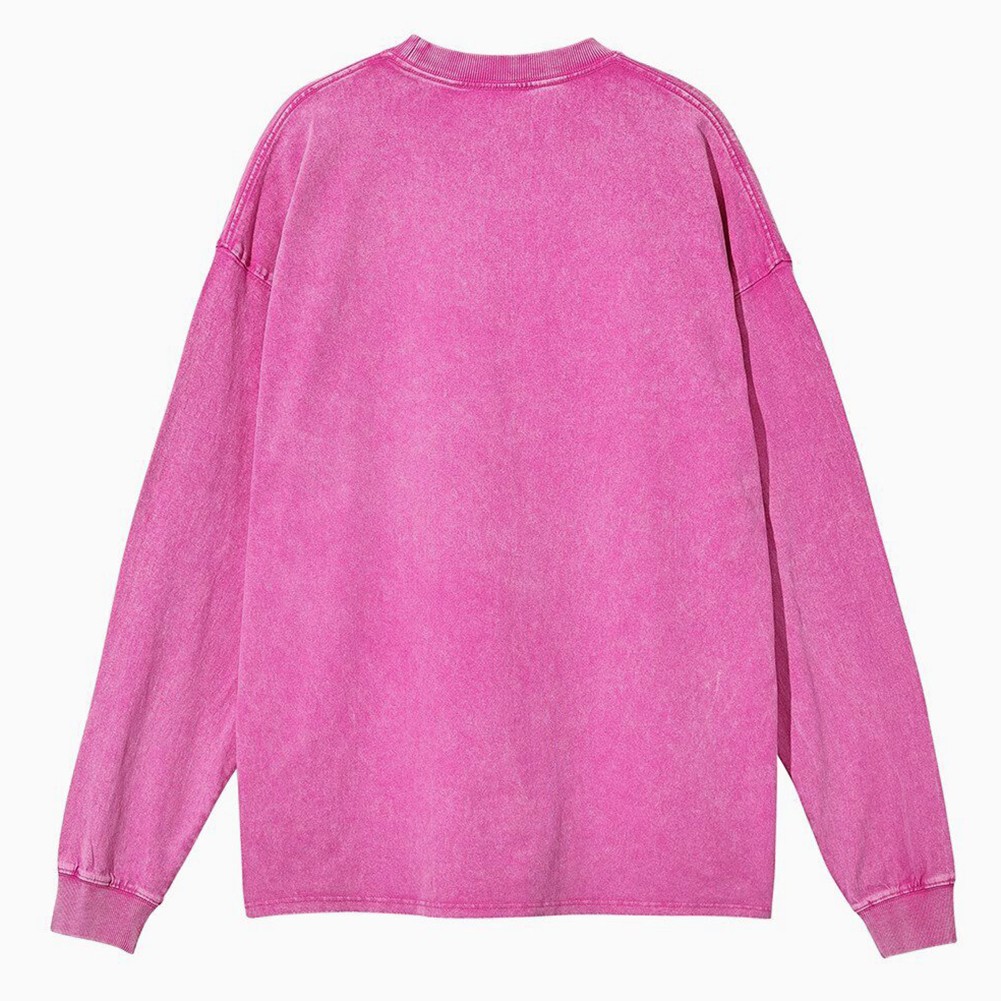 Casual Men Unisex Washed Cotton Sweatshirt Long Sleeve Loose Fit Pullover - Picture 14 of 18