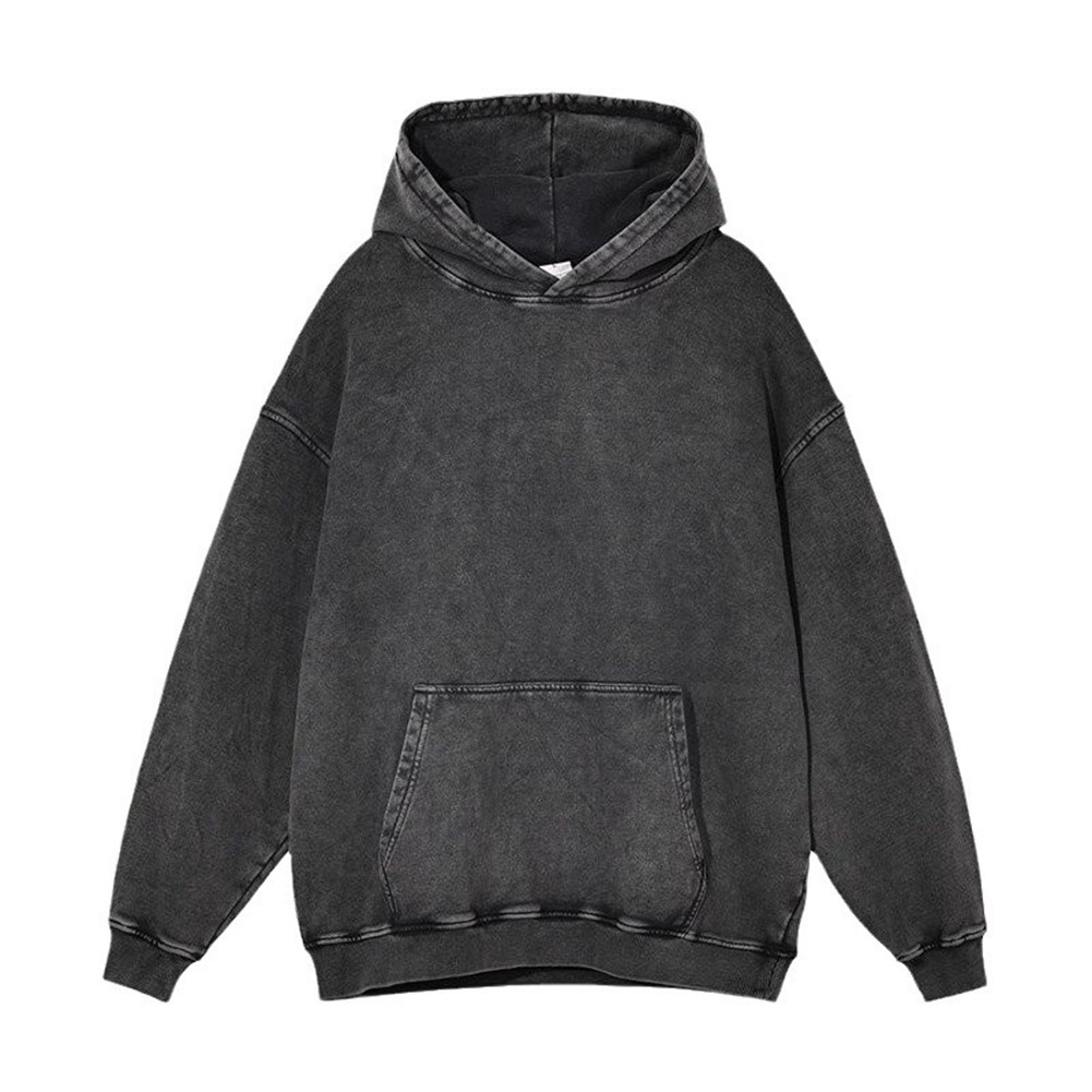 Retro Washed Hoodie Men Unisex Loose Fit Distressed Everyday Sweatshirt - Picture 11 of 20