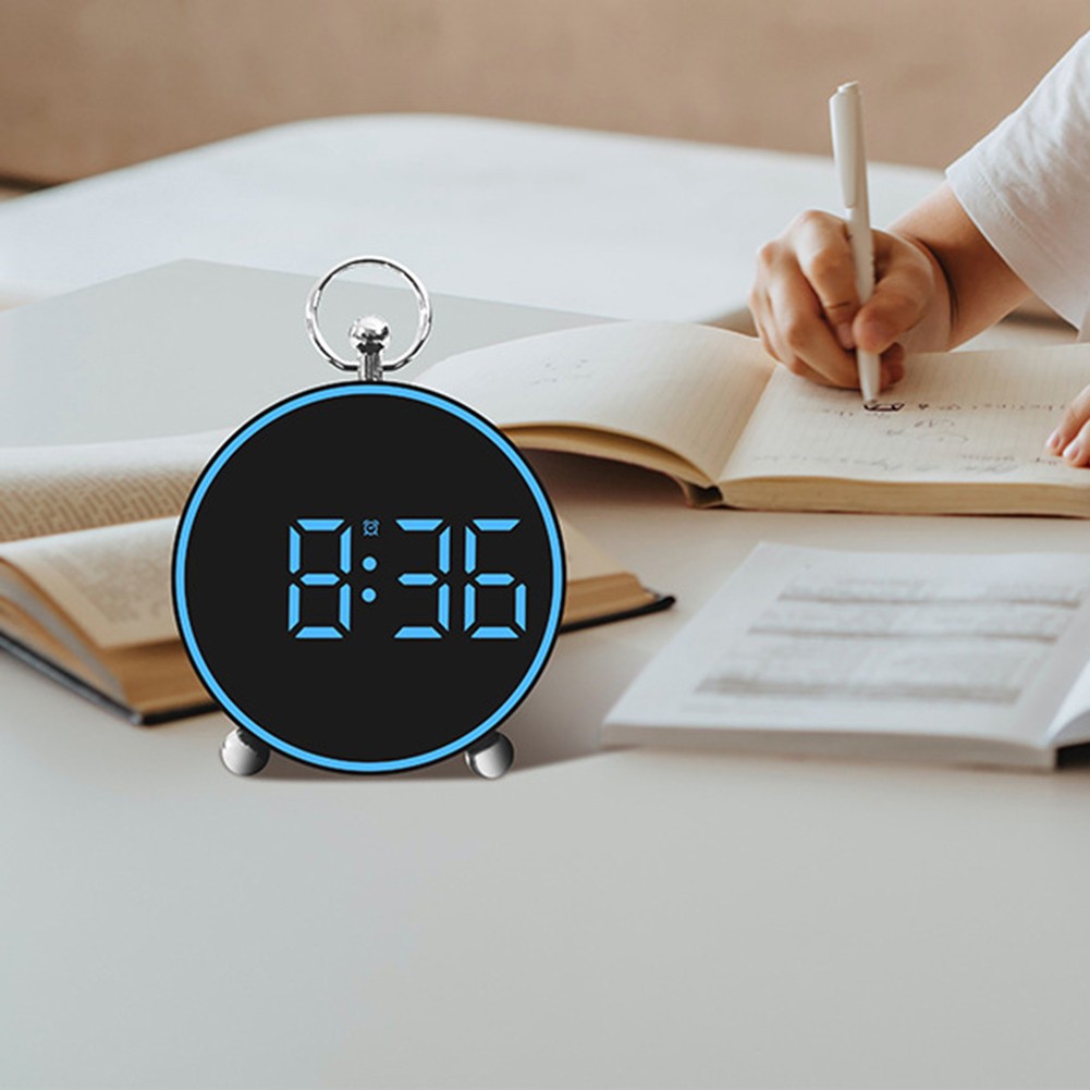 Compact Digital LED Alarm Clock with Temperature Night Light and Voice