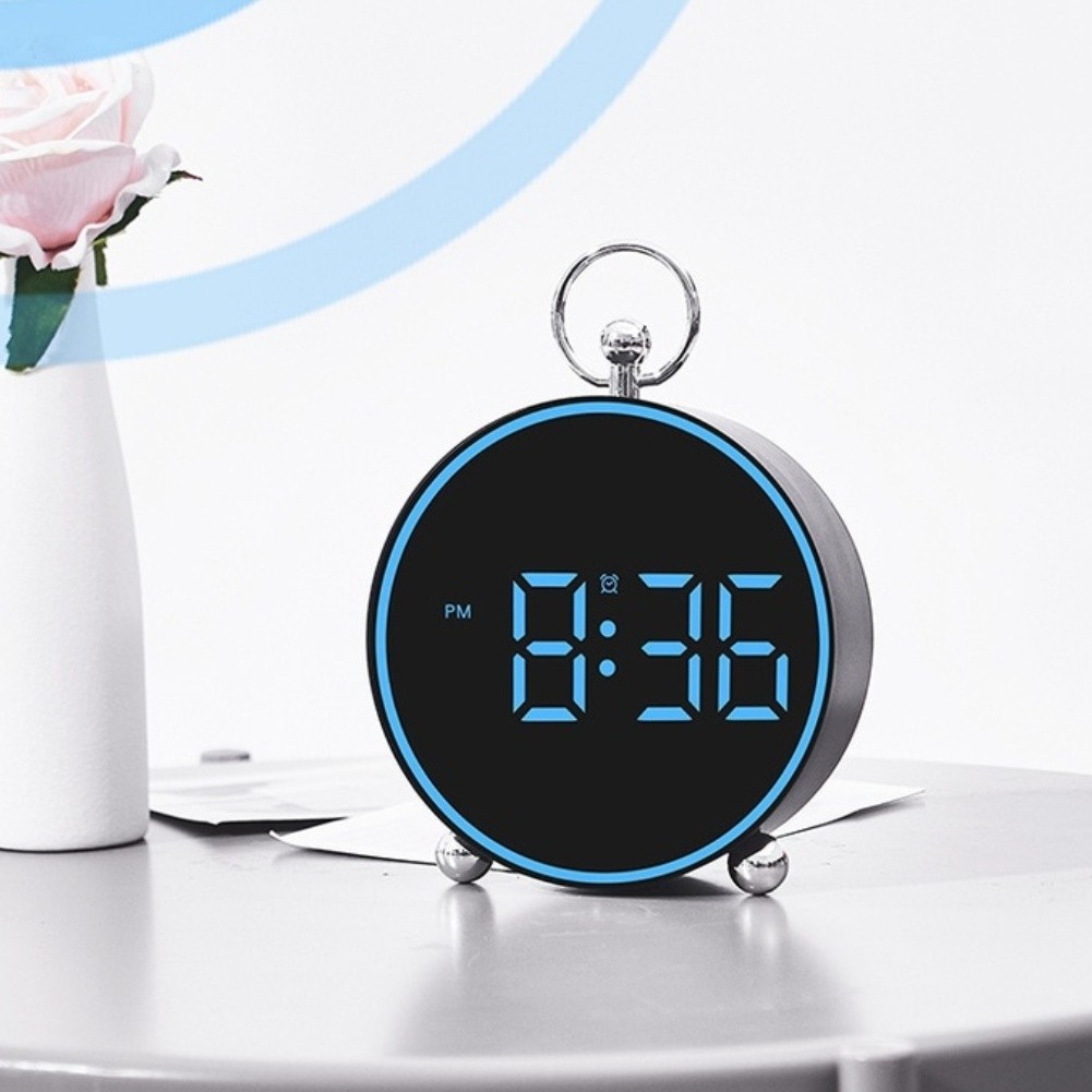 Compact Digital LED Alarm Clock with Temperature Night Light and Voice