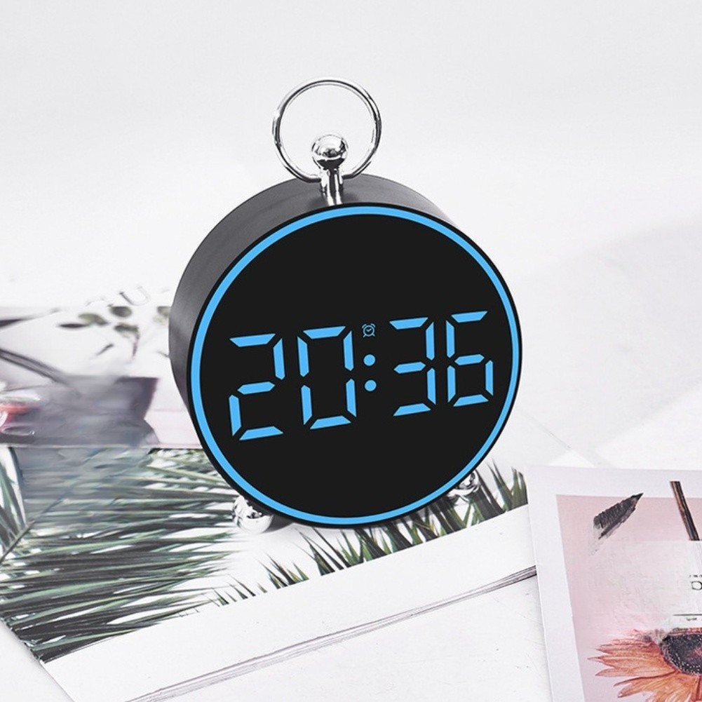 Compact Digital LED Alarm Clock with Temperature Night Light and Voice