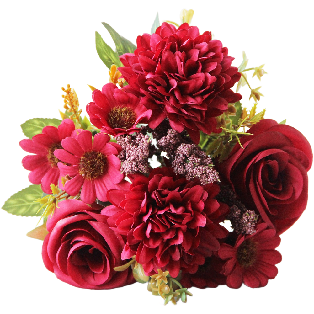 Persian Rose Silk Flower Bouquet 7 Stems for Wedding and Indoor Decoration