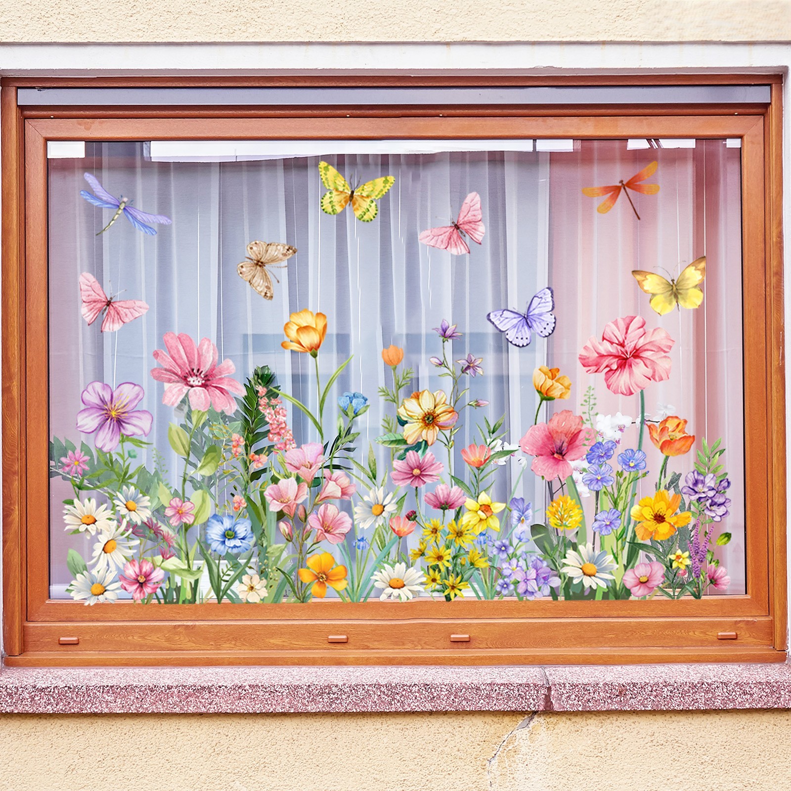 Fade Resistant Floral Window Stickers for Spring Summer Home Decoration