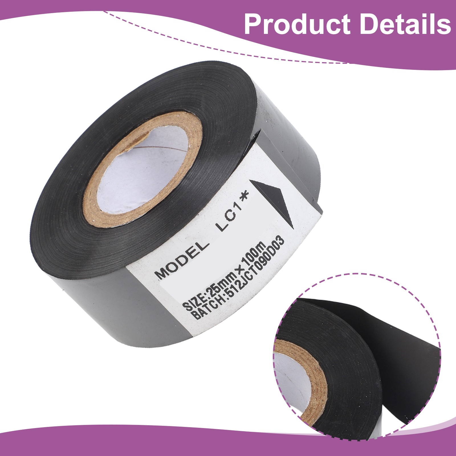 Easy Application Black Ribbon for HP241DY8 Date Printer Superior Adhesion