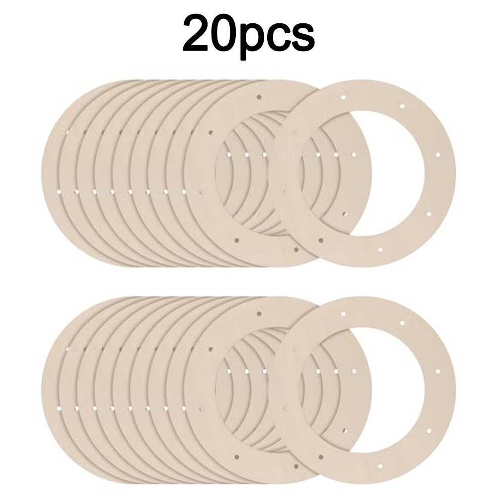 20Pcs Natural Wood Wreath Frames for DIY For Crafts with For Hanging Holes