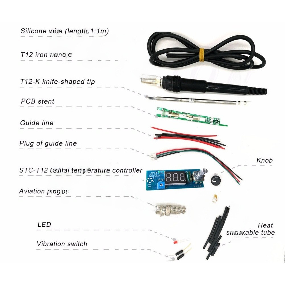 Compact STCT12 Soldering Iron Kit with Temperature Controller and Accessories