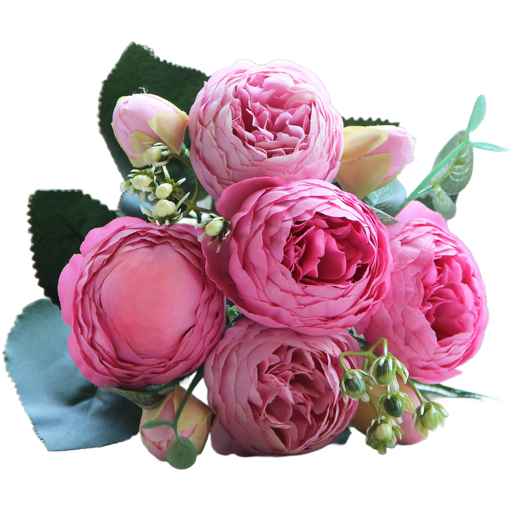 5 Head Peony Rose Bouquet Artificial Flowers for Weddings and Home Decor