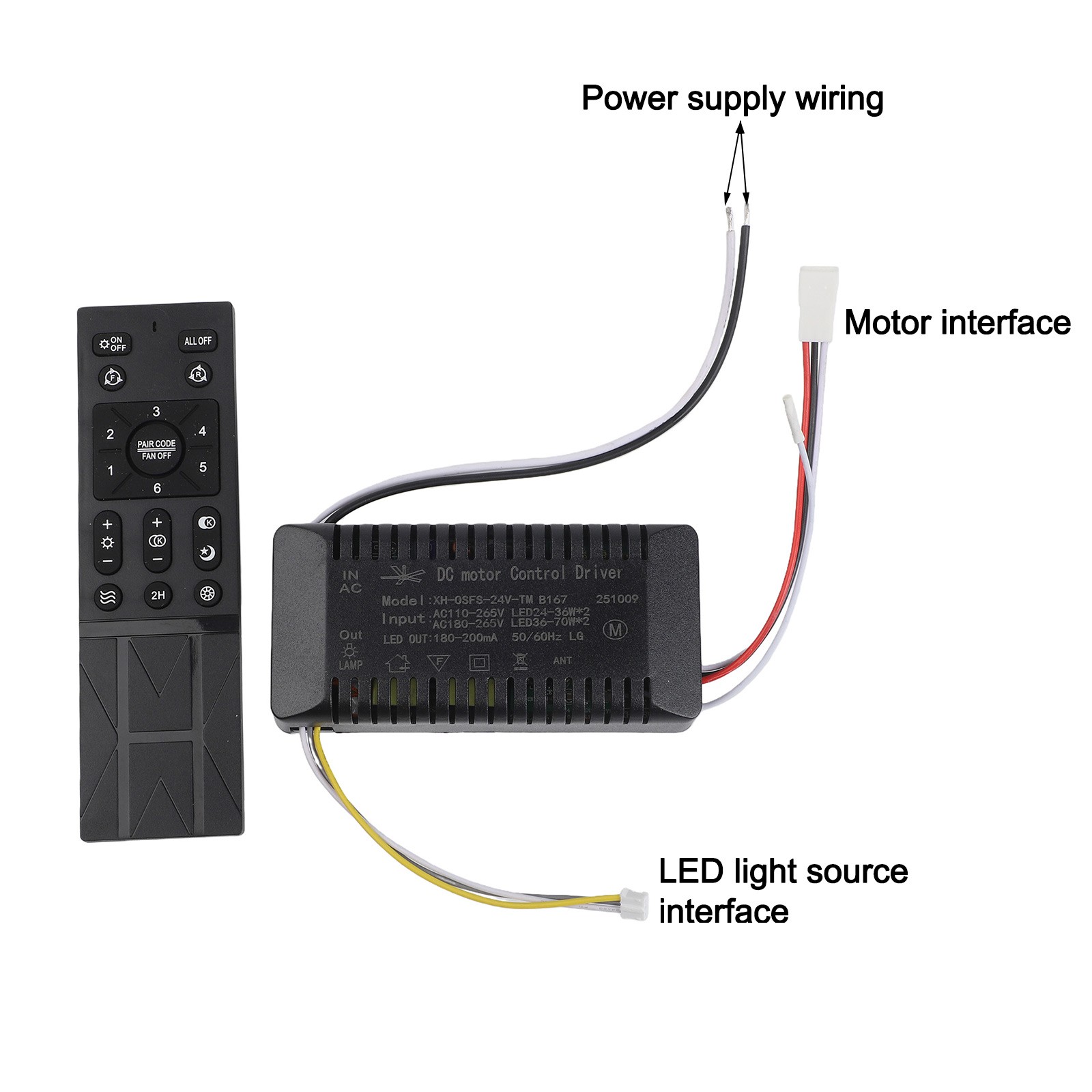 Ceiling Fan Light Remote Control With Variable Frequency 6 Speed Settings
