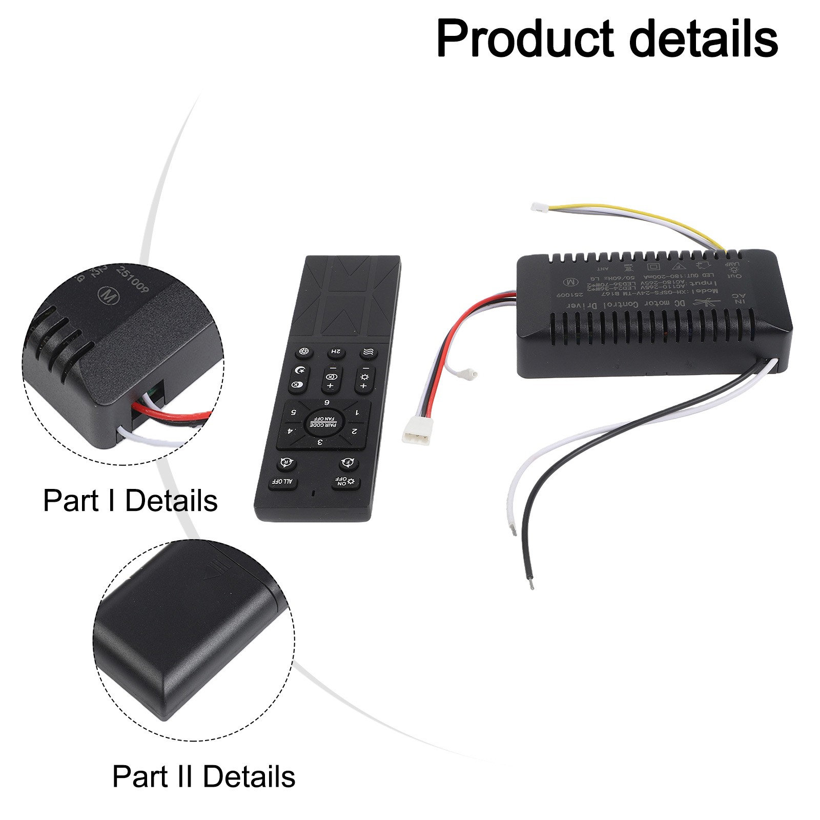 Remote Control for Ceiling Fan Light 6 Speed Settings Battery Monitoring