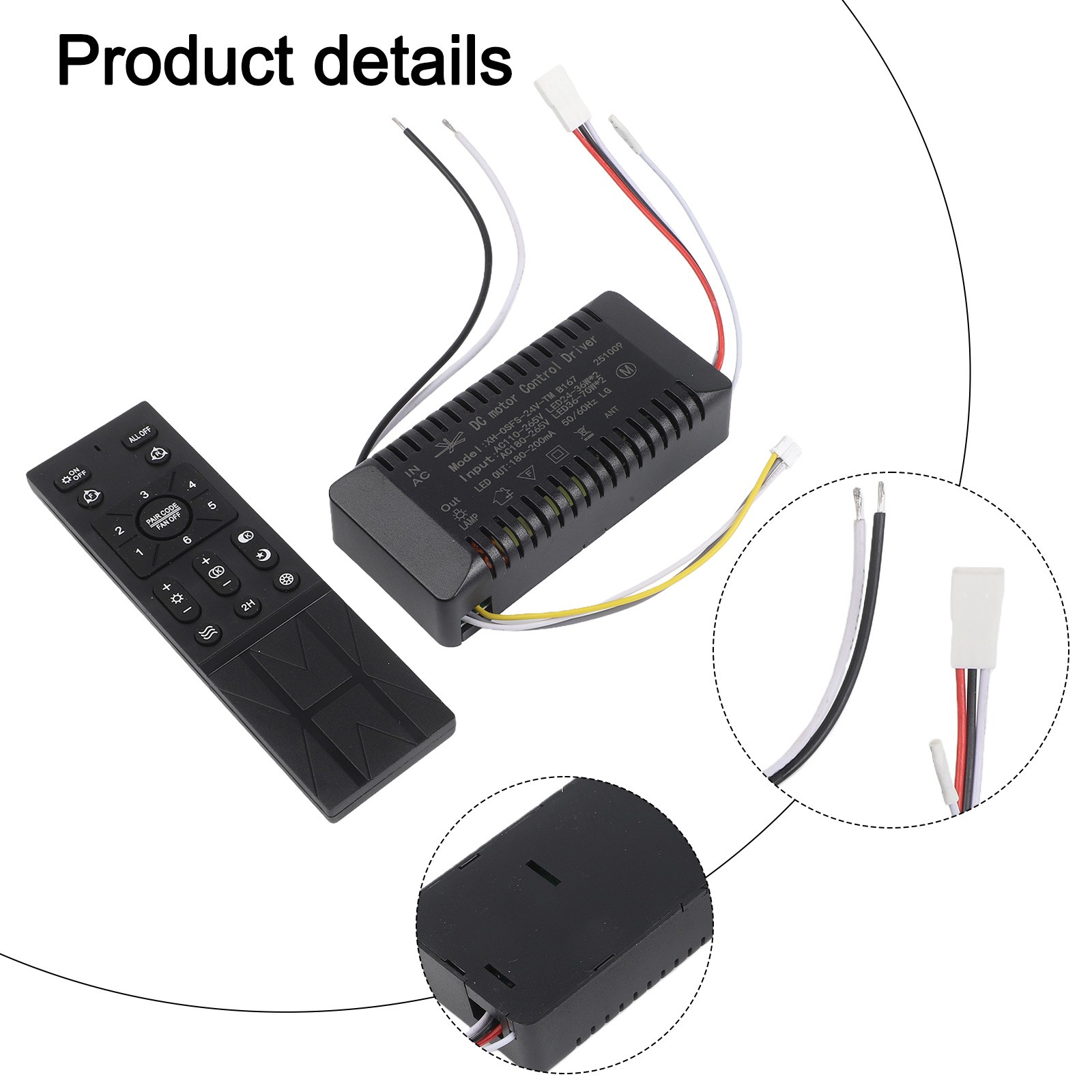 Ceiling Fan Light Remote Control With Variable Frequency 6 Speed Settings