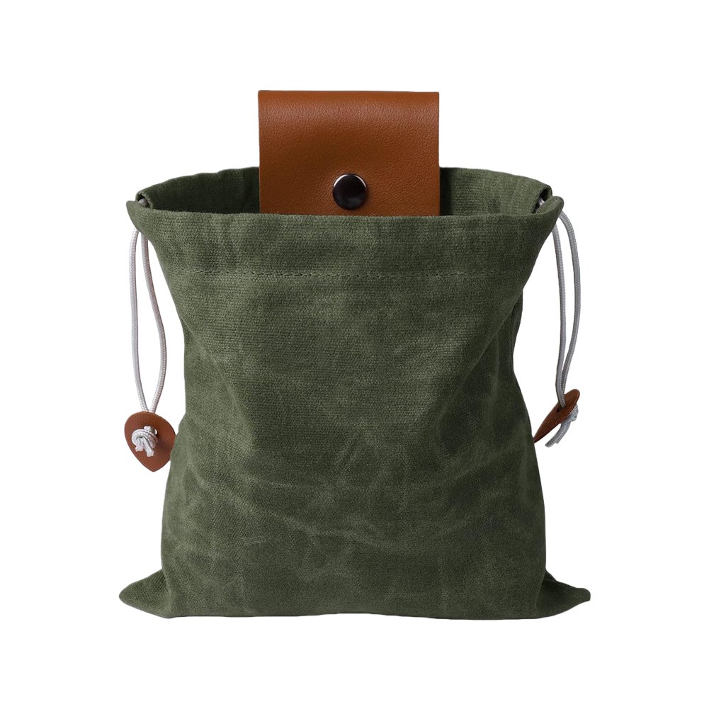 Canvas Leather Foraging Pouch Outdoor Foldable Bag with Belt for Camping