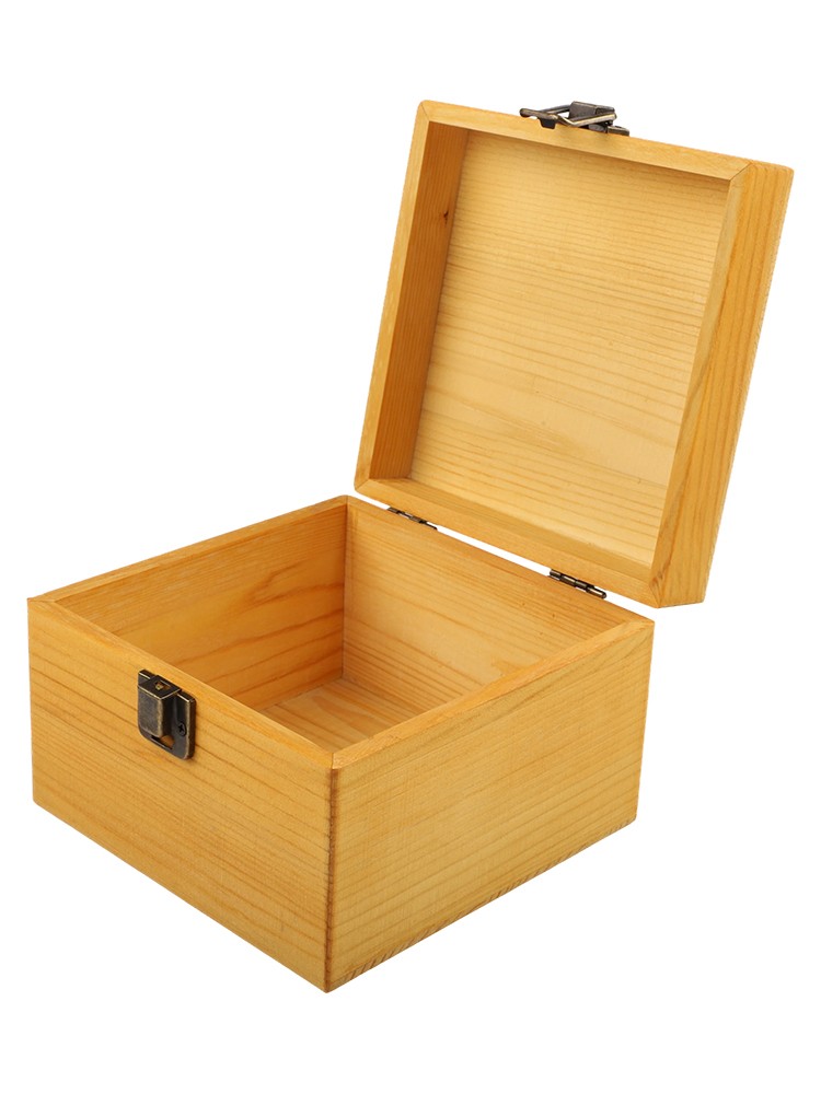 Wooden Storage Box Pine Rectangular Flip Solid Wood Box Handmade Craft-Case