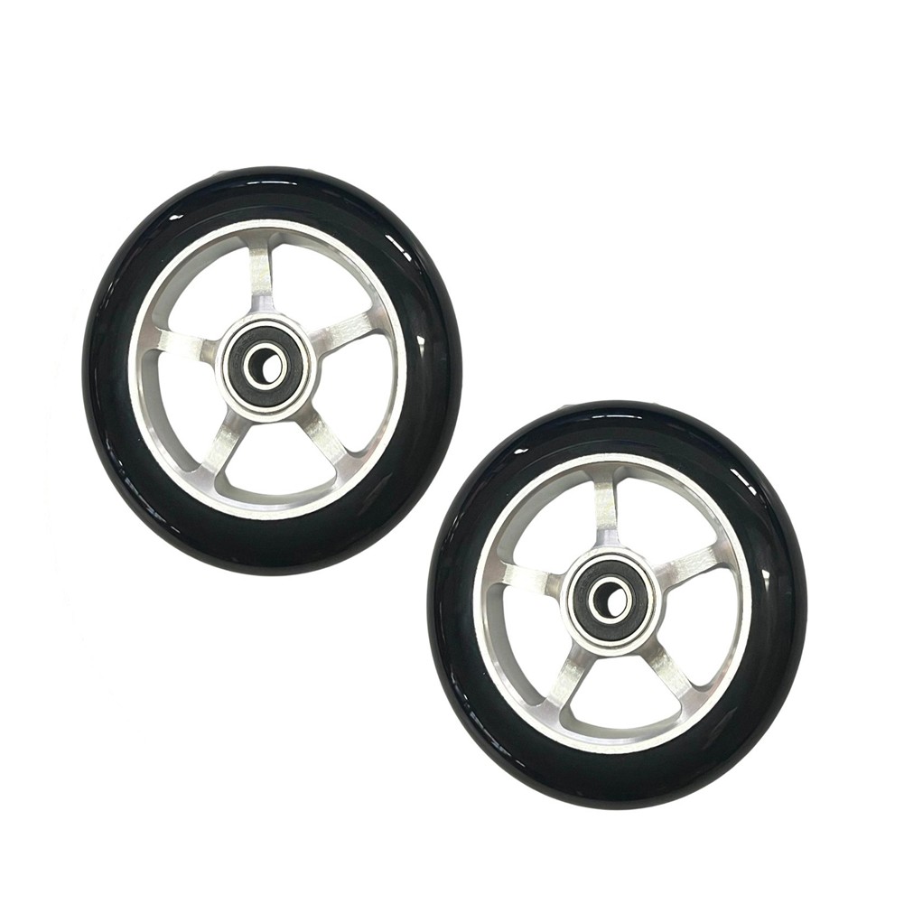 100mm Scooter Wheels Pair with Bearings Aluminum Alloy Rim for Stunt for