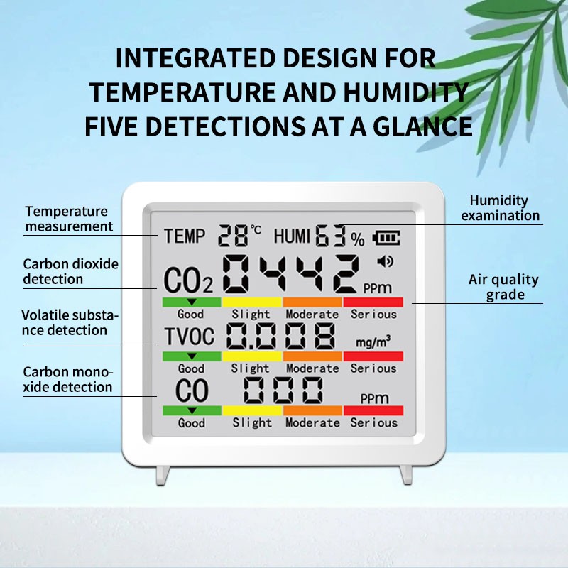 Air Quality Monitor with Temp and Humidity Sensor and Large LCD Display