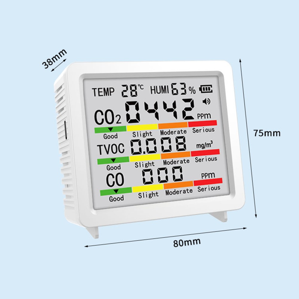 Air Quality Monitor with Temp and Humidity Sensor and Large LCD Display