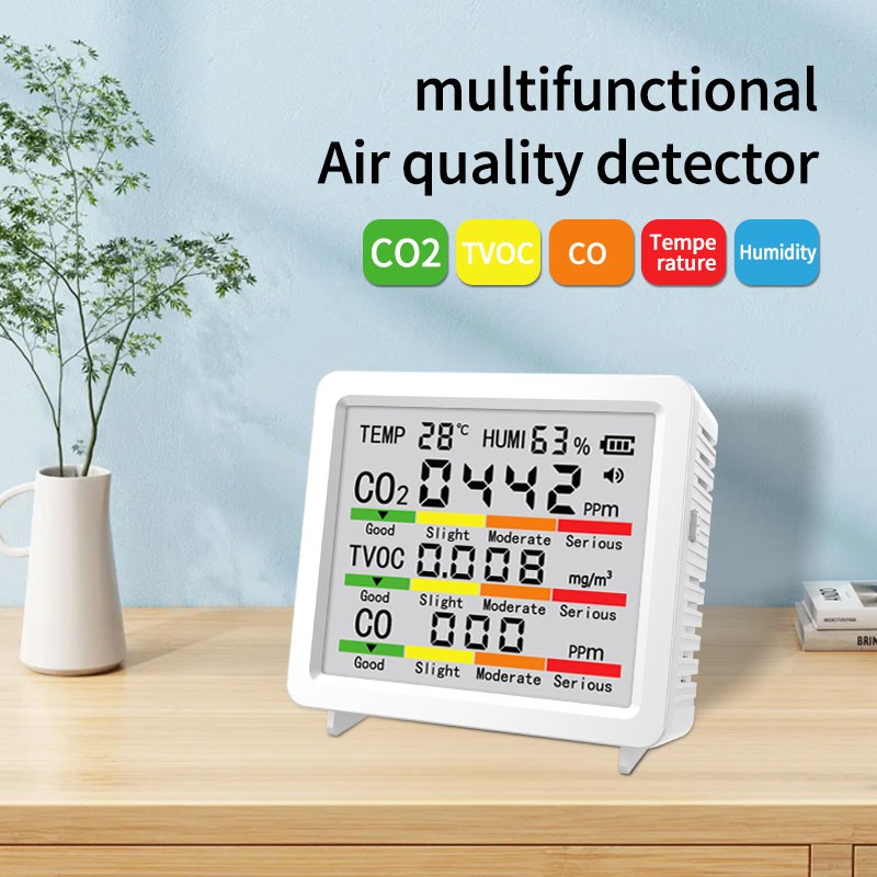 Air Quality Monitor with Temp and Humidity Sensor and Large LCD Display