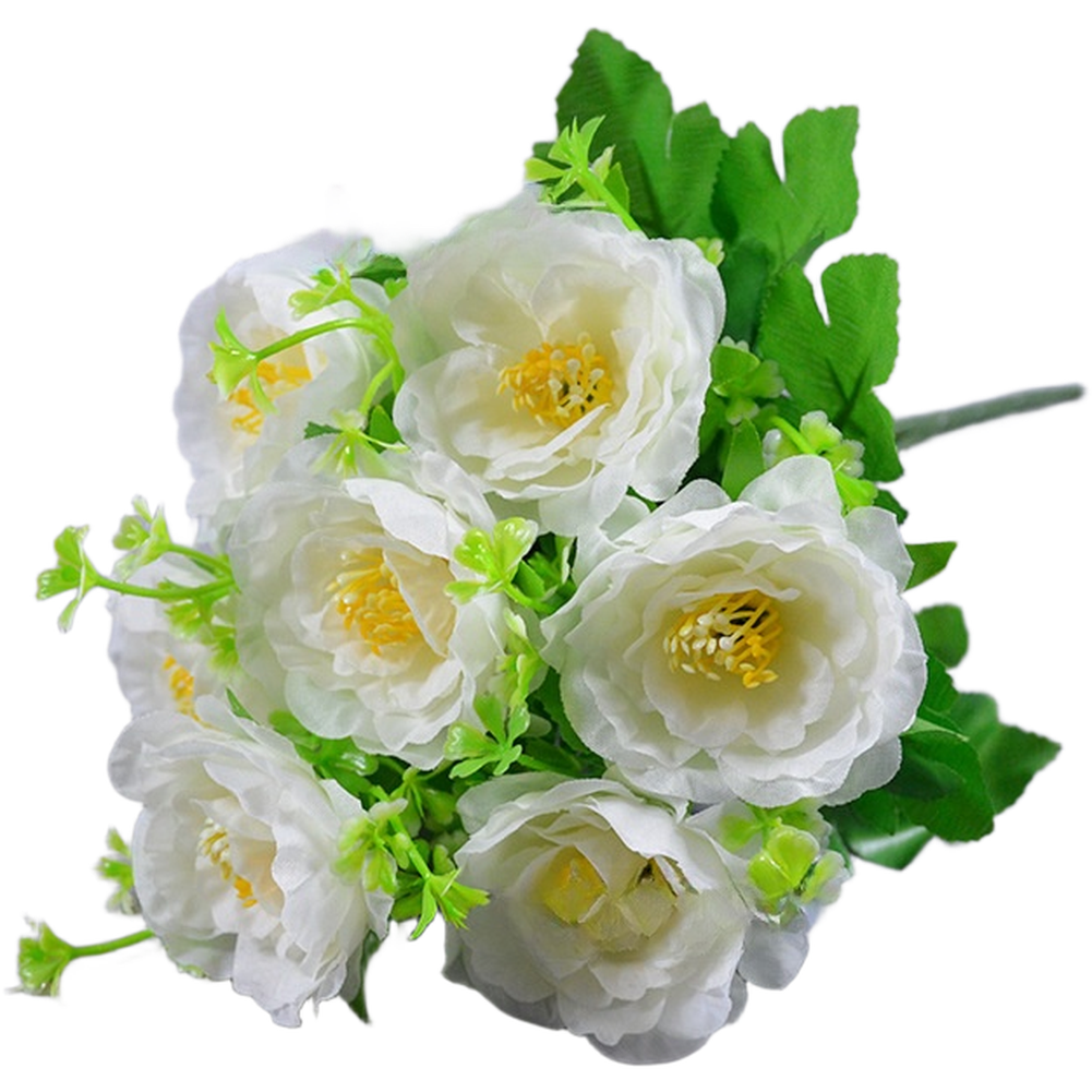 7 Heads 30cm Silk Tea Rose Artificial Flowers Bouquet for Home Wedding