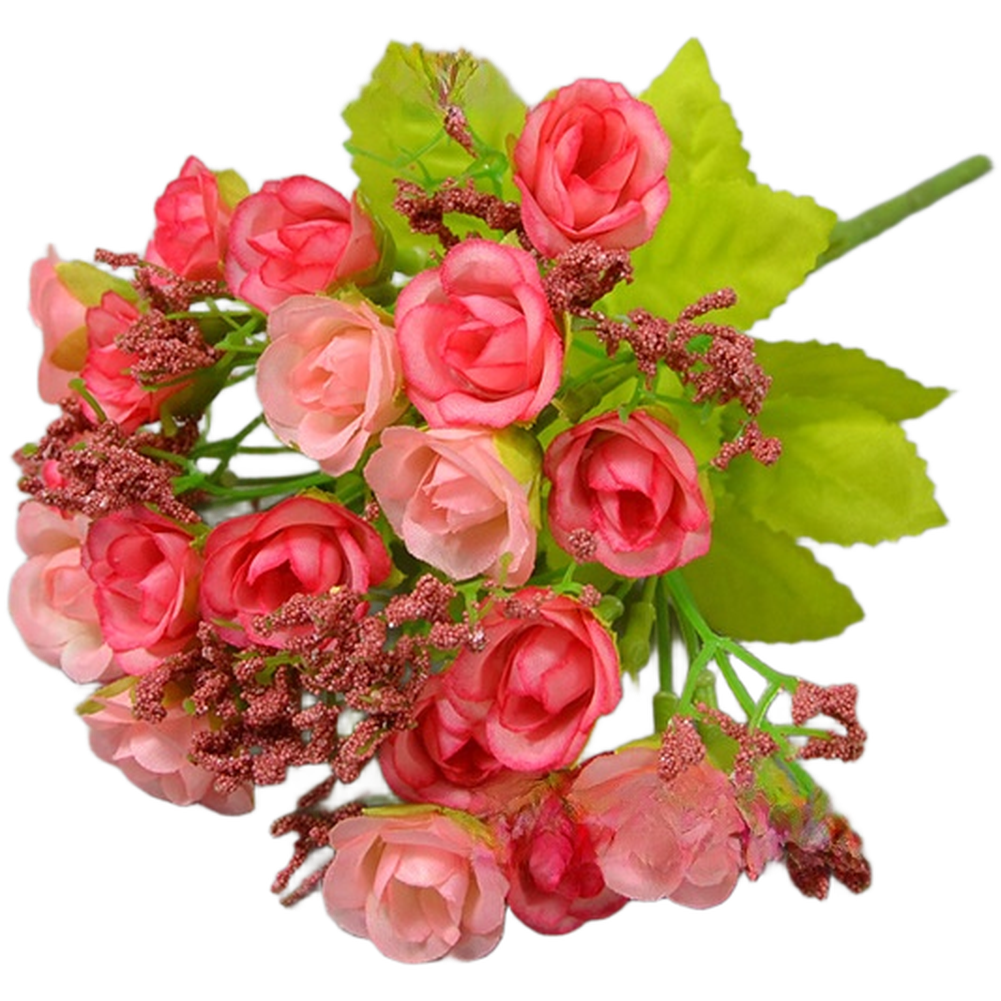 21 Head Diamond Rose Silk Flower Bouquet Artificial for Wedding and Home Decor