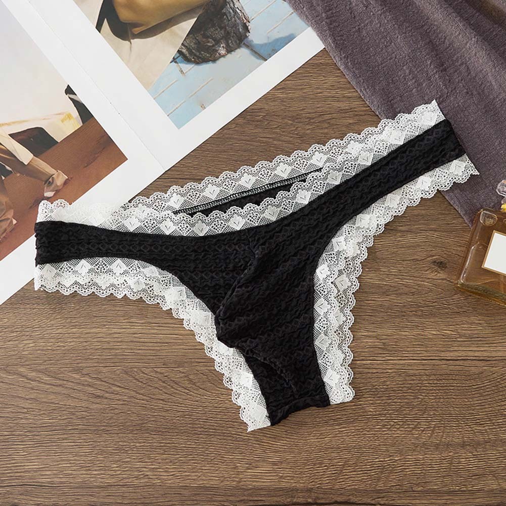 Sexy Contrast Pattern Intimate Wear Men’s Lace Briefs 90%Nylon+10%Spandex