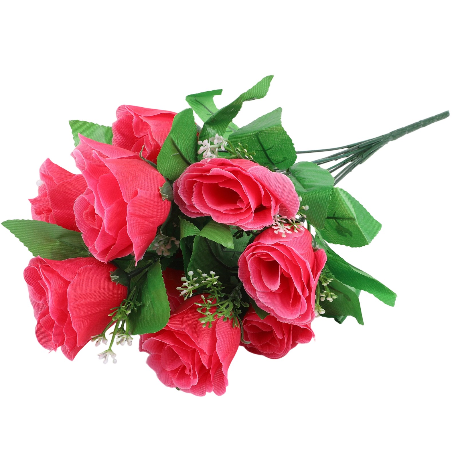 Vibrant 10 Heads Silk Rose Bud Bunch for Wedding Bouquets and Home Outdoor Use