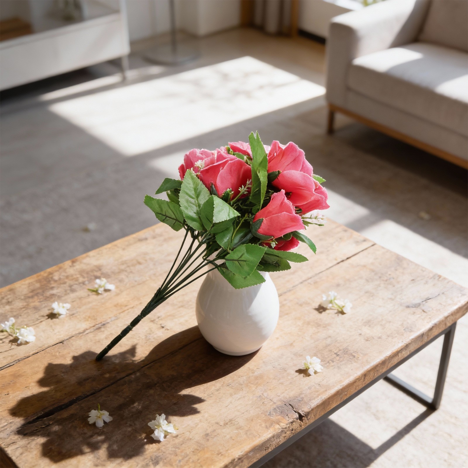 Gorgeous Silk Fake Flowers Rose Bud Bunch for Wedding Bouquets and Events