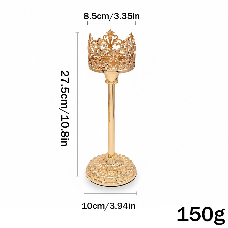 Crown Candle Holders For Christmas Electroplated Finish Openwork Silhouette