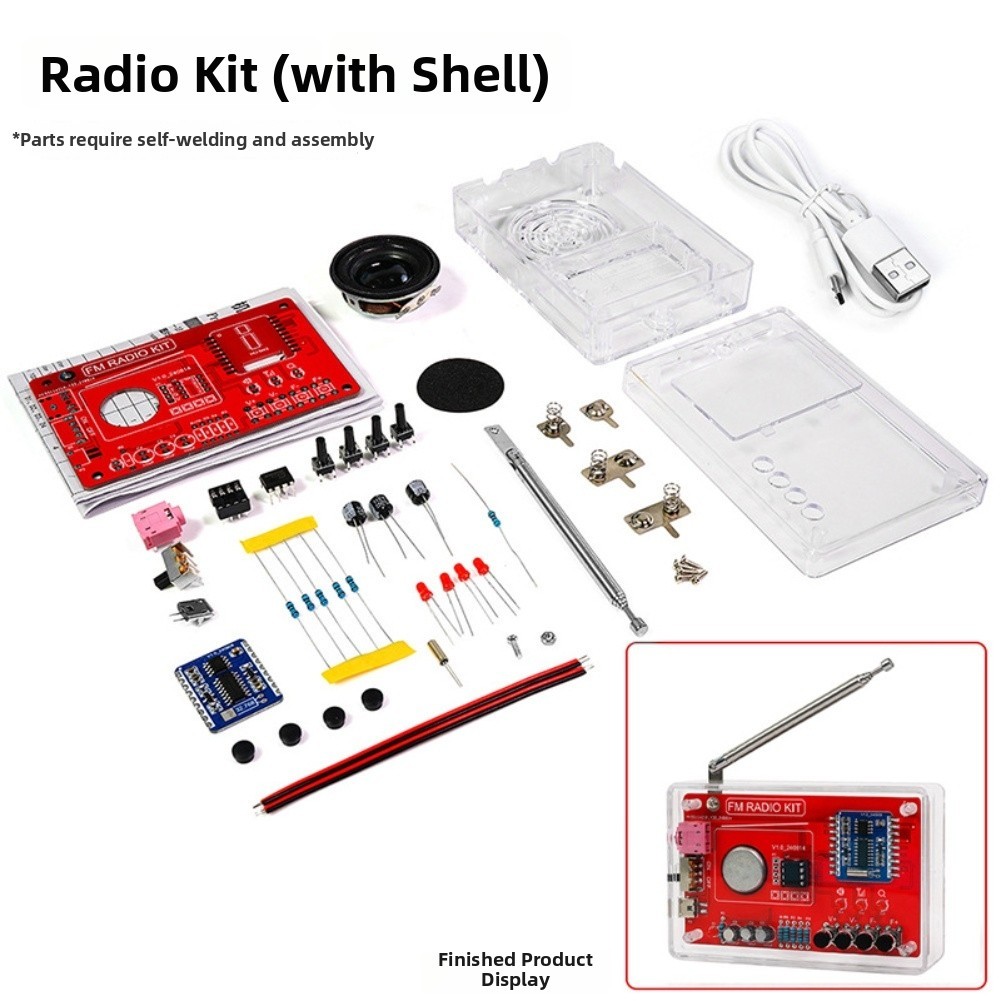 RDA5807 FM Radio DIY Kit with USB Interface and Shell Option for Electronics