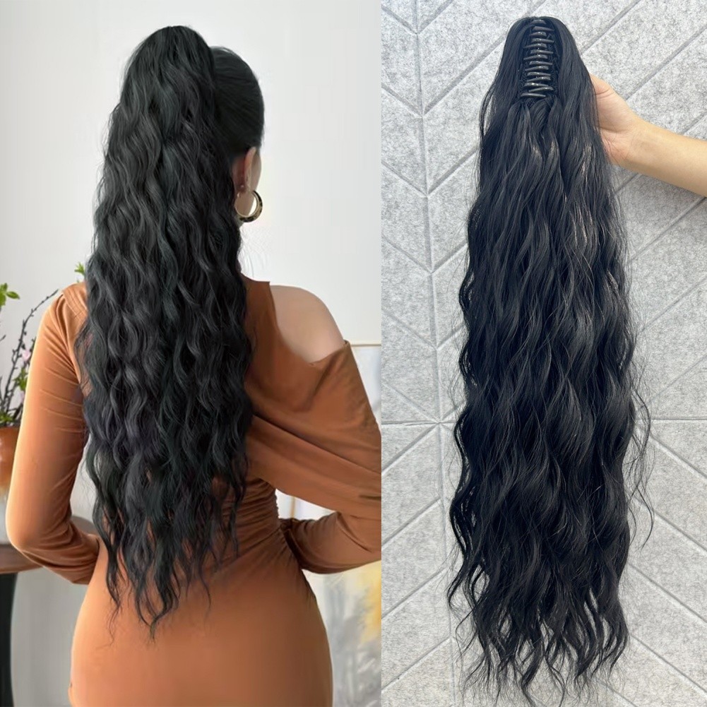 Heat Resistant 26 Inch Wavy Curly Clip in Ponytail for Added Length and Volume
