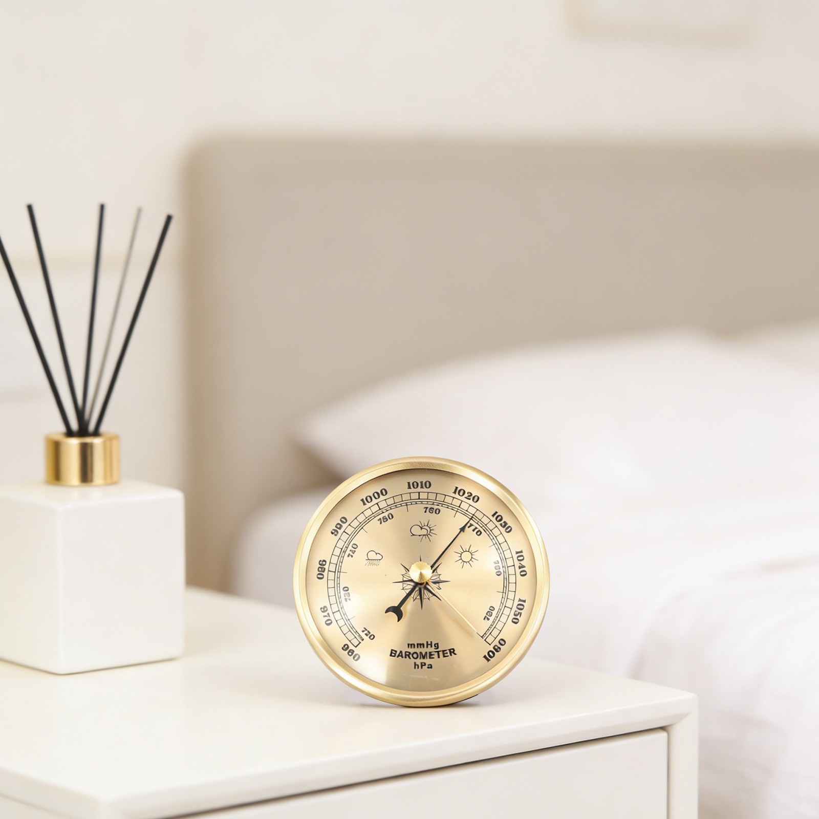 Mechanical Barometer Clock with Metal Frame for Accurate Weather Reading