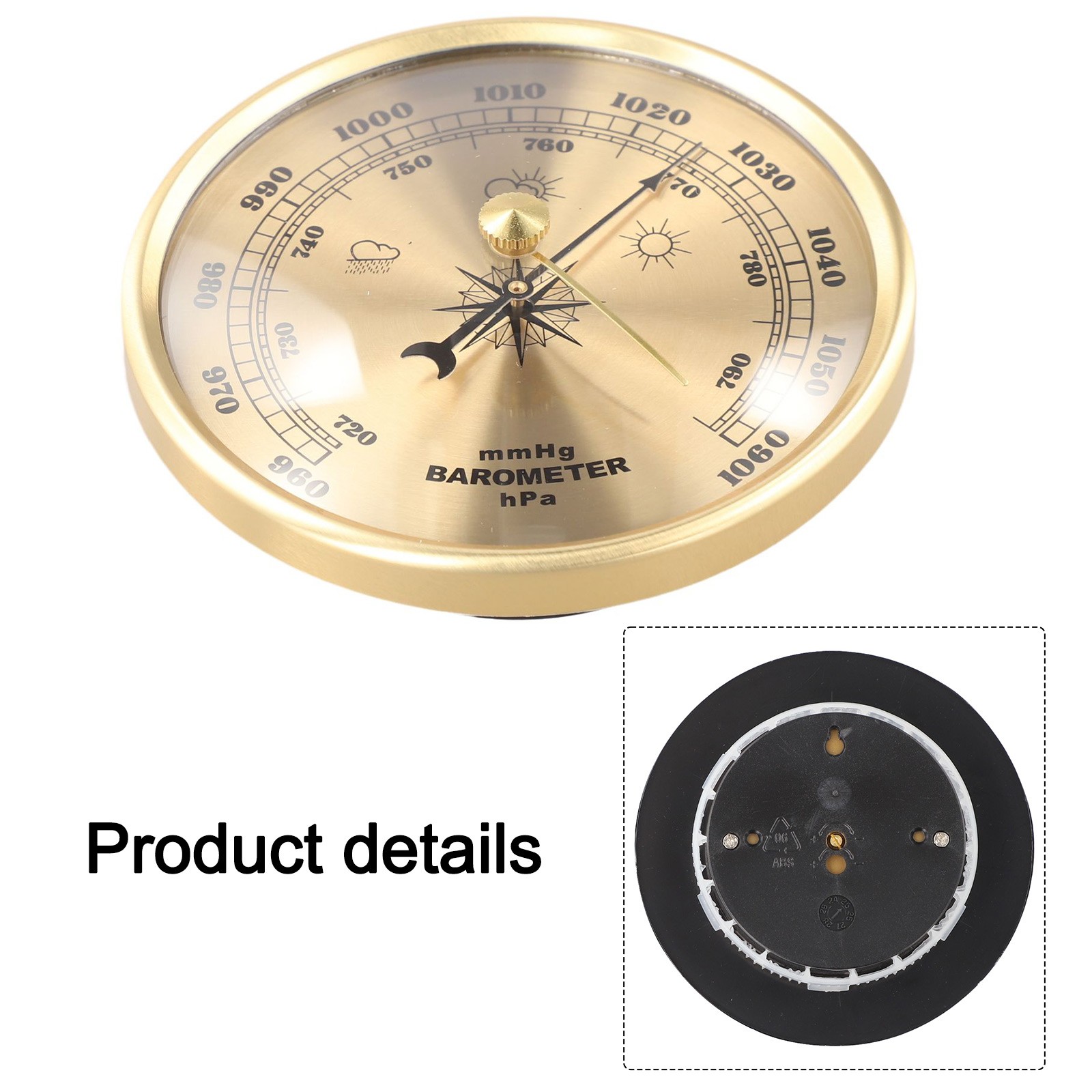 Mechanical Barometer Clock with Metal Frame for Accurate Weather Reading