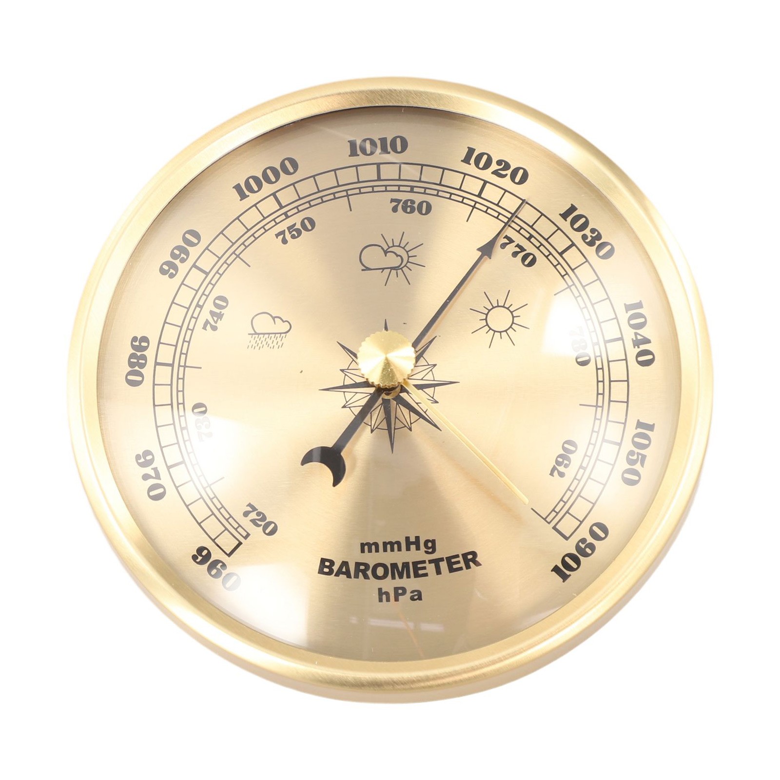 Mechanical Barometer Clock with Metal Frame for Accurate Weather Reading