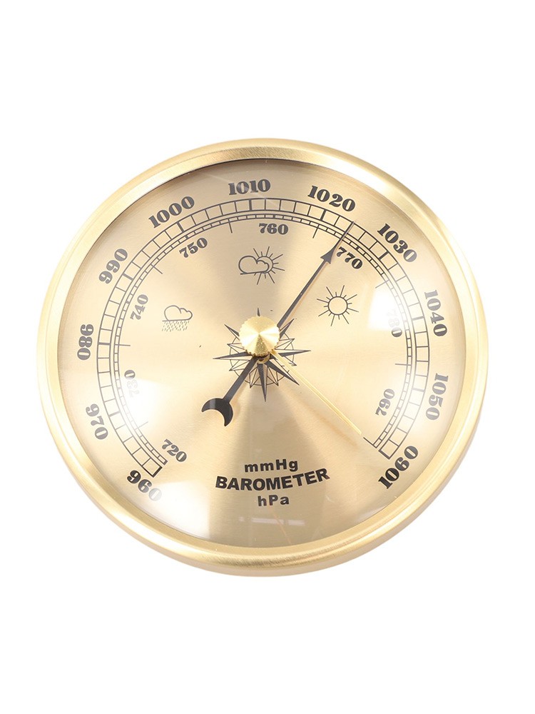 Mechanical Barometer Clock with Metal Frame for Accurate Weather Reading