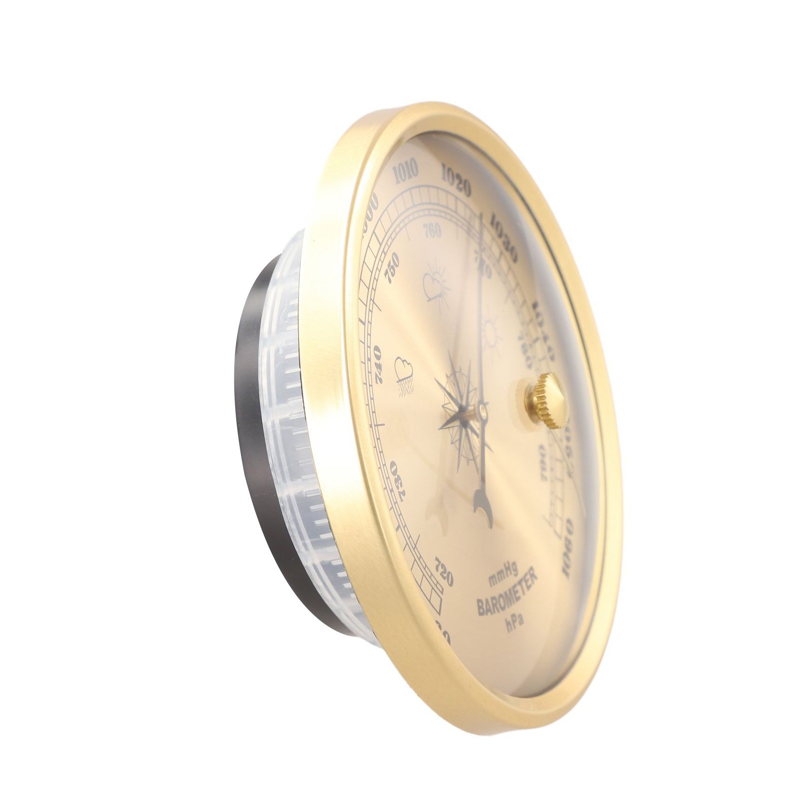 Mechanical Barometer Clock with Metal Frame for Accurate Weather Reading