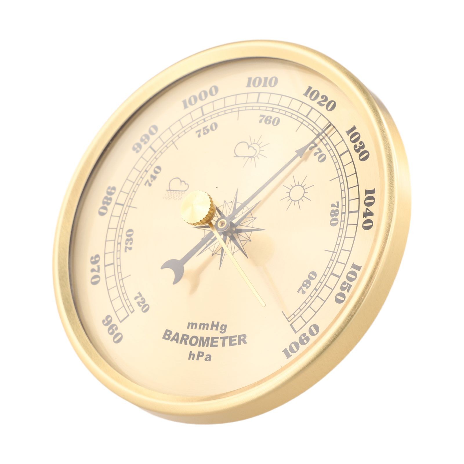 Mechanical Barometer Clock with Metal Frame for Accurate Weather Reading