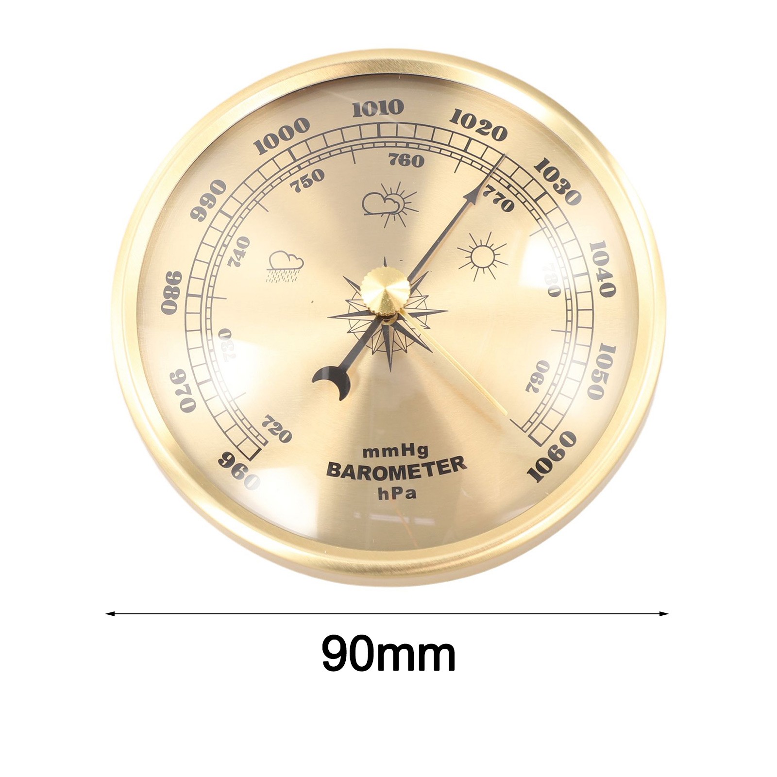 Mechanical Barometer Clock with Metal Frame for Accurate Weather Reading