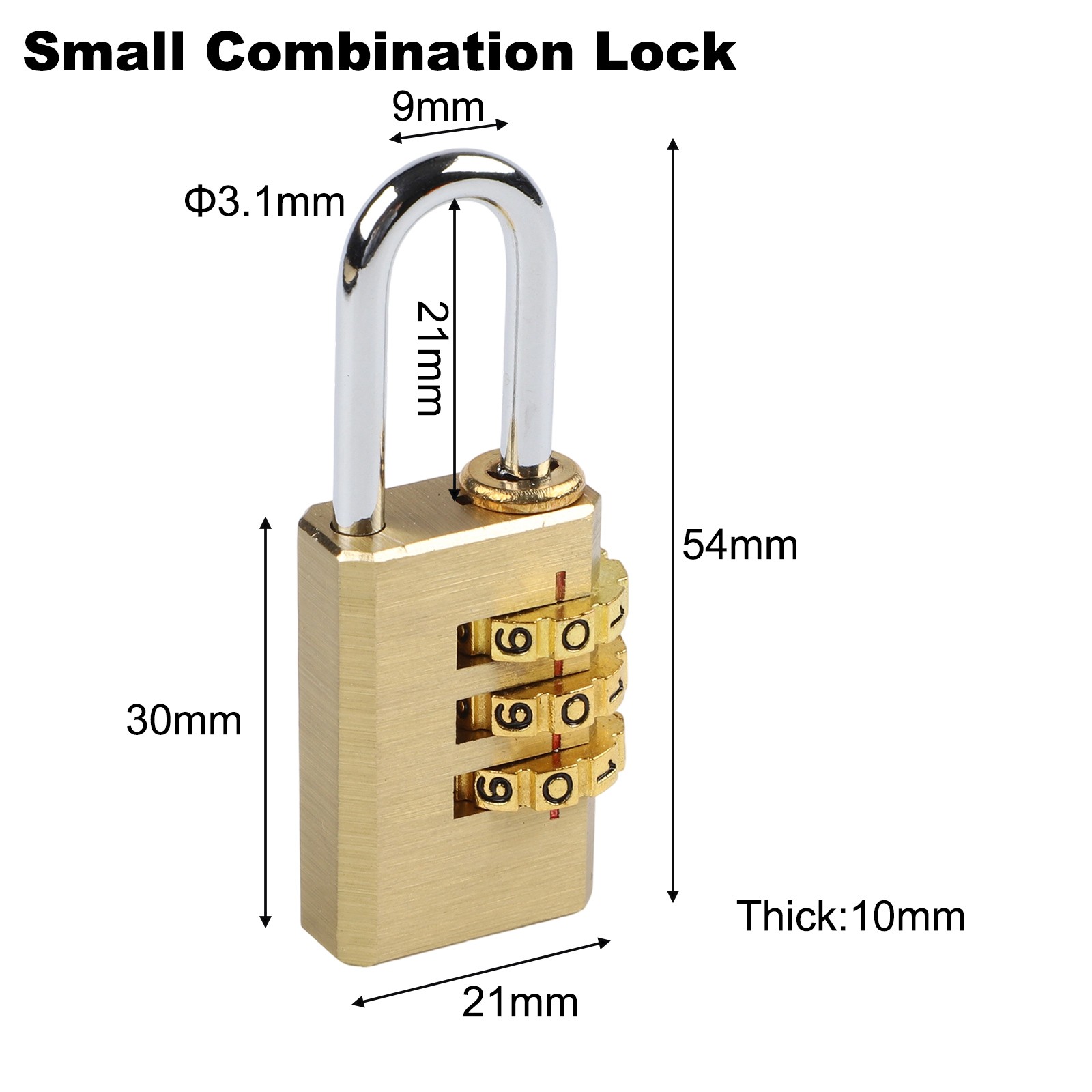 Solid Brass 4 Digit Combination Padlock for Locker Tool Box and Luggage Use
